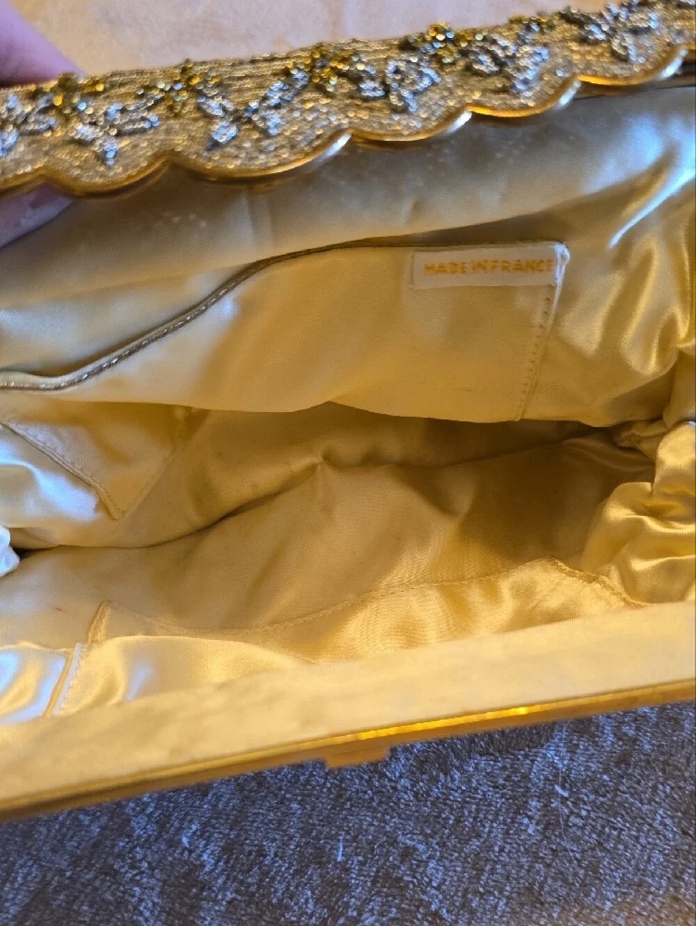 Vintage Metallic Gold Floral Evening Clutch - Women Accessories